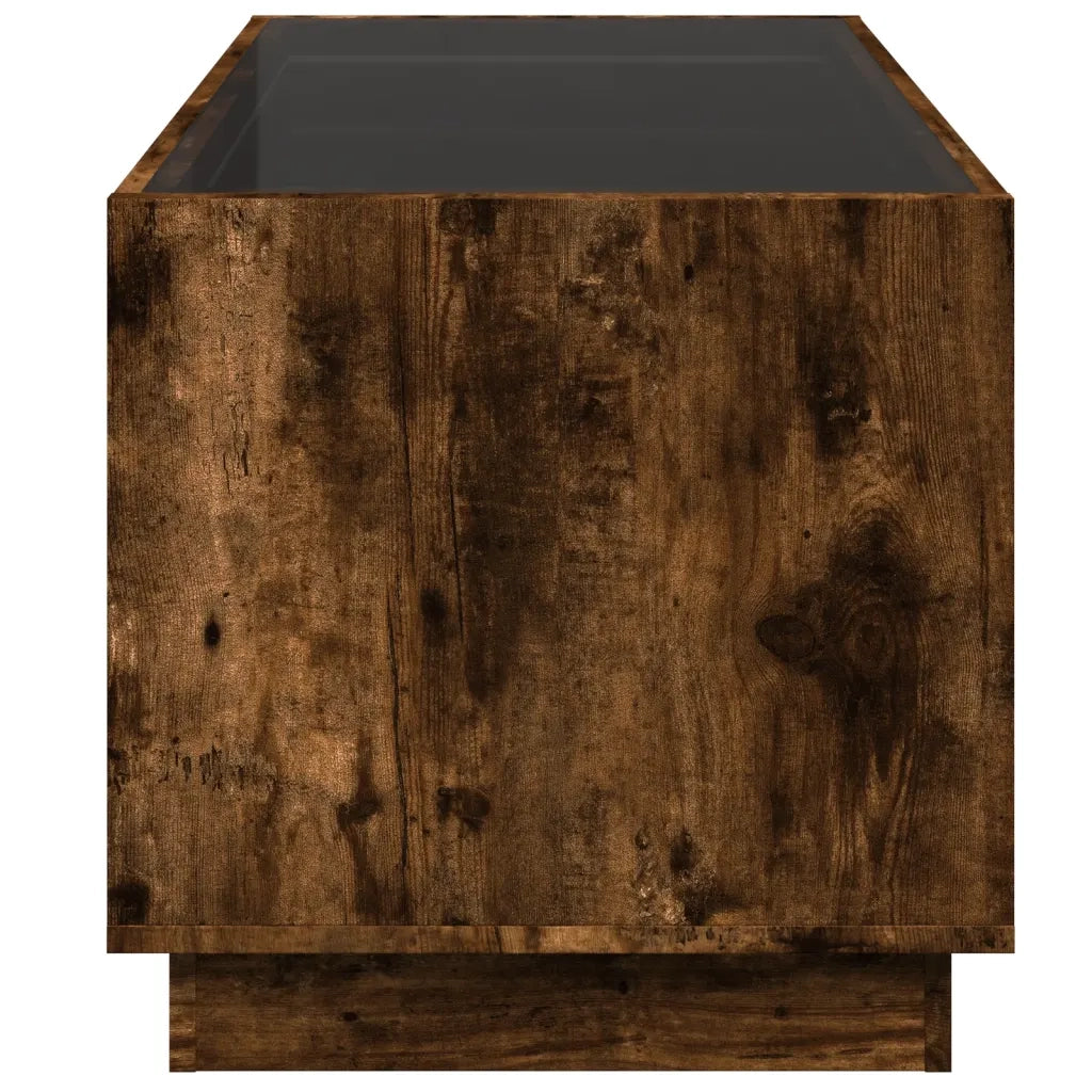 Tavolino da Salotto con LED Infinity Rovere Fumo 70x50x50 cm
