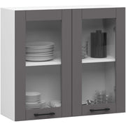 Vetrina da cucina sospesa Bianca 80 cm 2 porte Colore frontale Grigio Grafite 80x30,5x72 cm