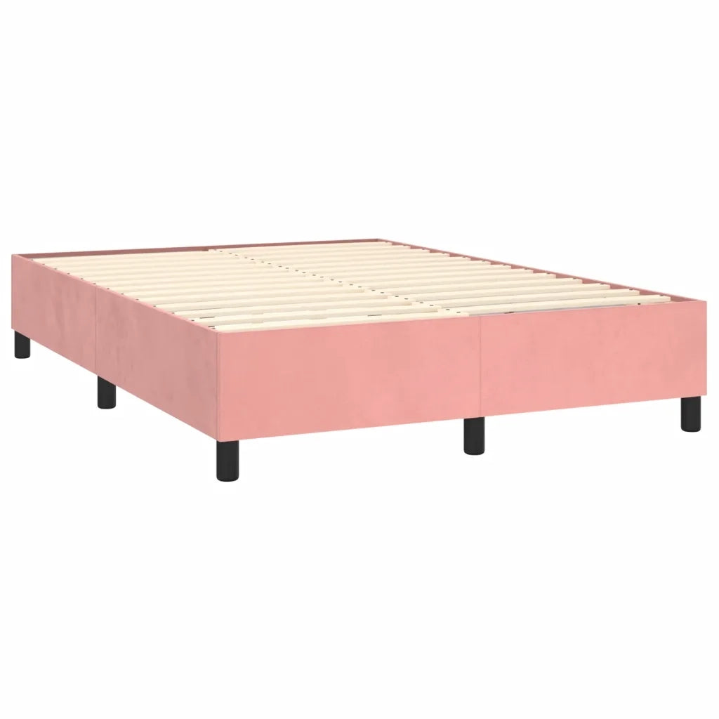 Letto a Molle con Materasso e LED Rosa 140x190 cm in Velluto 3136364