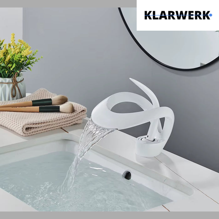 NAVIS | Rubinetto a cascata di design per bagno Rubinetto per bagno bianco | Elegante in acciaio inossidabile  per lavelli | Miscelatore  2 attacchi