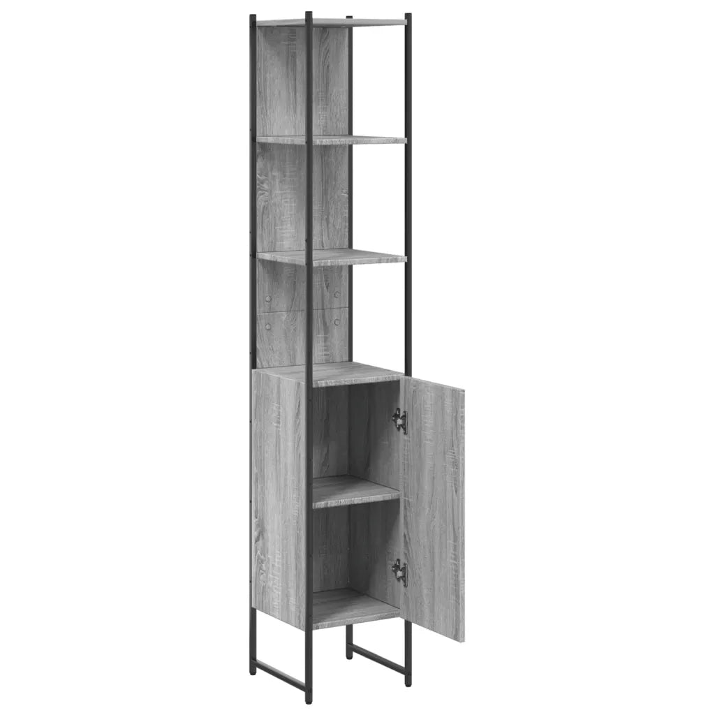 Mobile da Bagno | Armadio da bagno Grigio Sonoma 33x33x185,5 cm Legno Multistrato