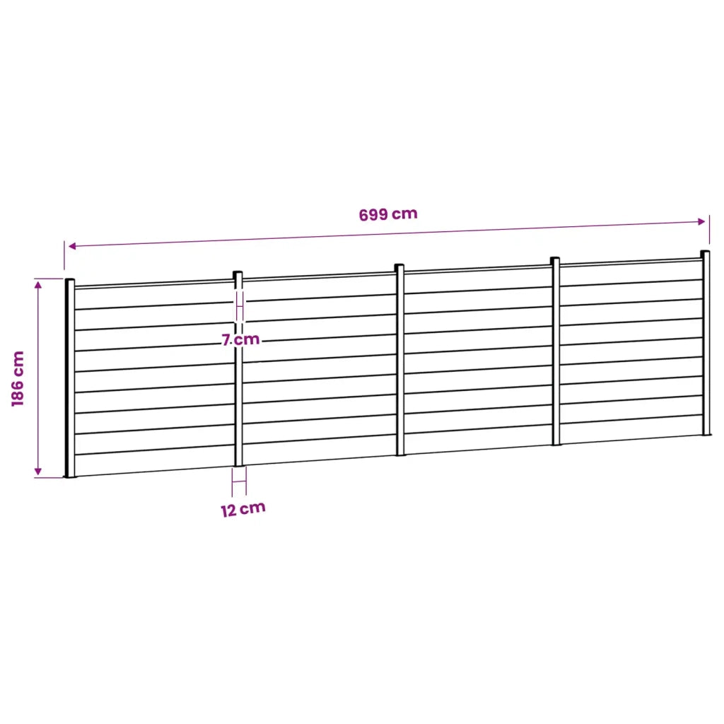 Set di Recinzione 699 x 186 cm WPC e Alluminio Grigio 3429396
