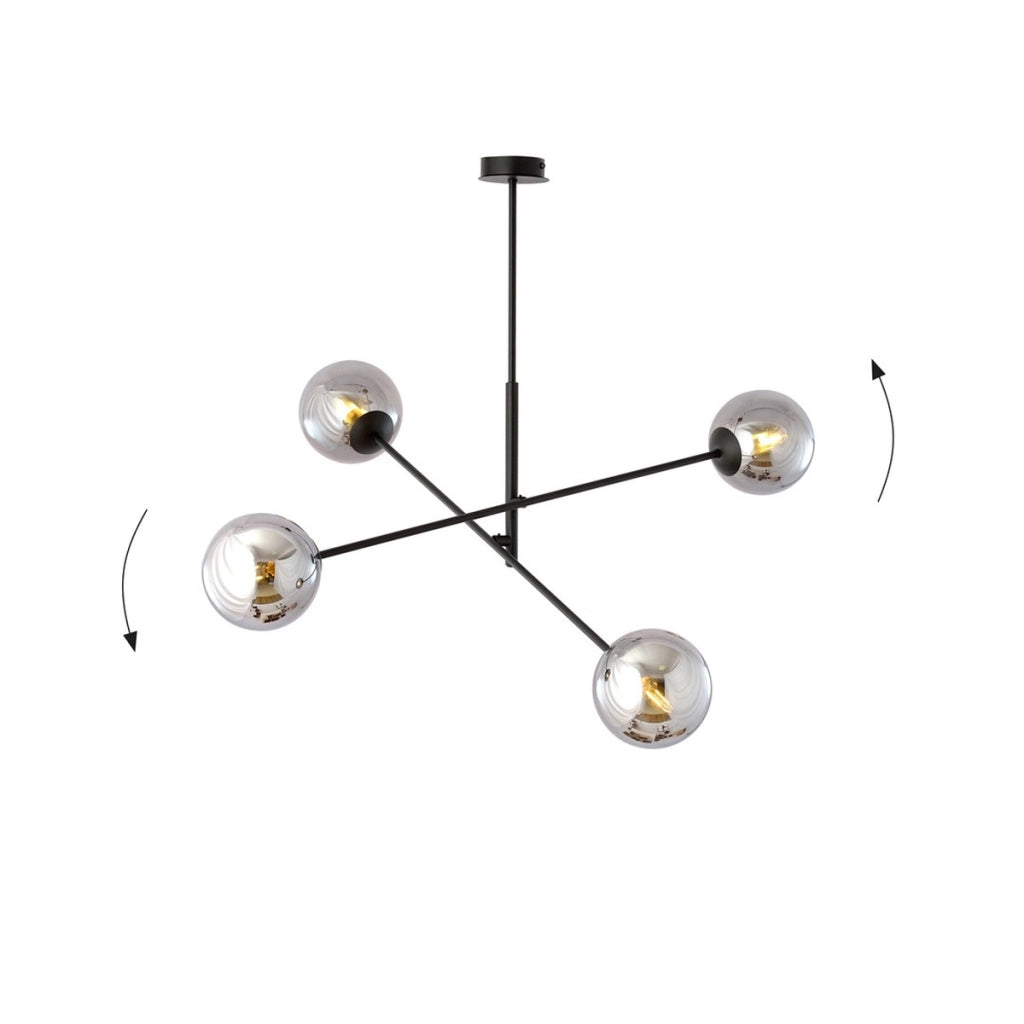 Lampada a sospensione LINEAR in acciaio nero e vetro grafite
