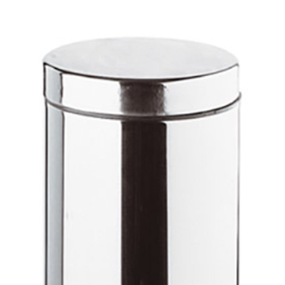 Pattumiera cilindrica 26 cm cromata con apertura a pedale