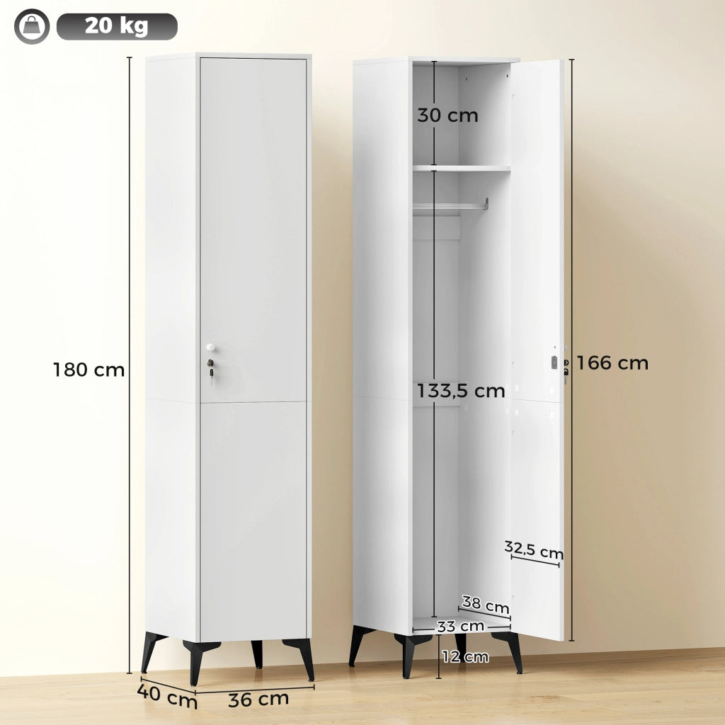 Armadio Guardaroba Stretto con Porte ¨C Zephmum ¨C Bianco 36x40x180 cm