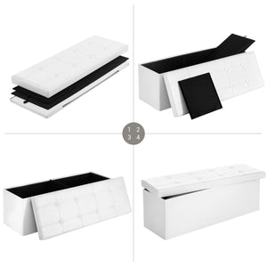 Valora PUFA - LSF702V1 Pouf Organizer Bianco MDF Seduta Contenitore