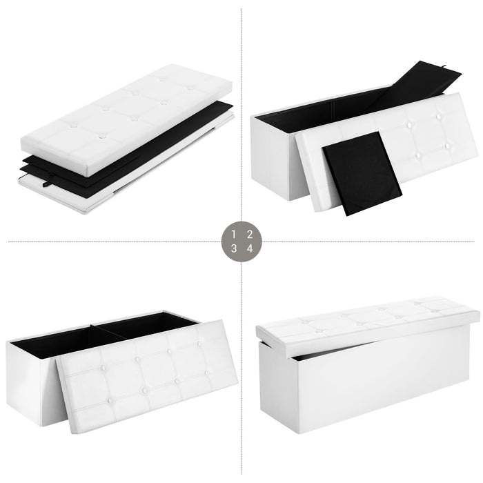 Valora PUFA - LSF702V1 Pouf Organizer Bianco MDF Seduta Contenitore