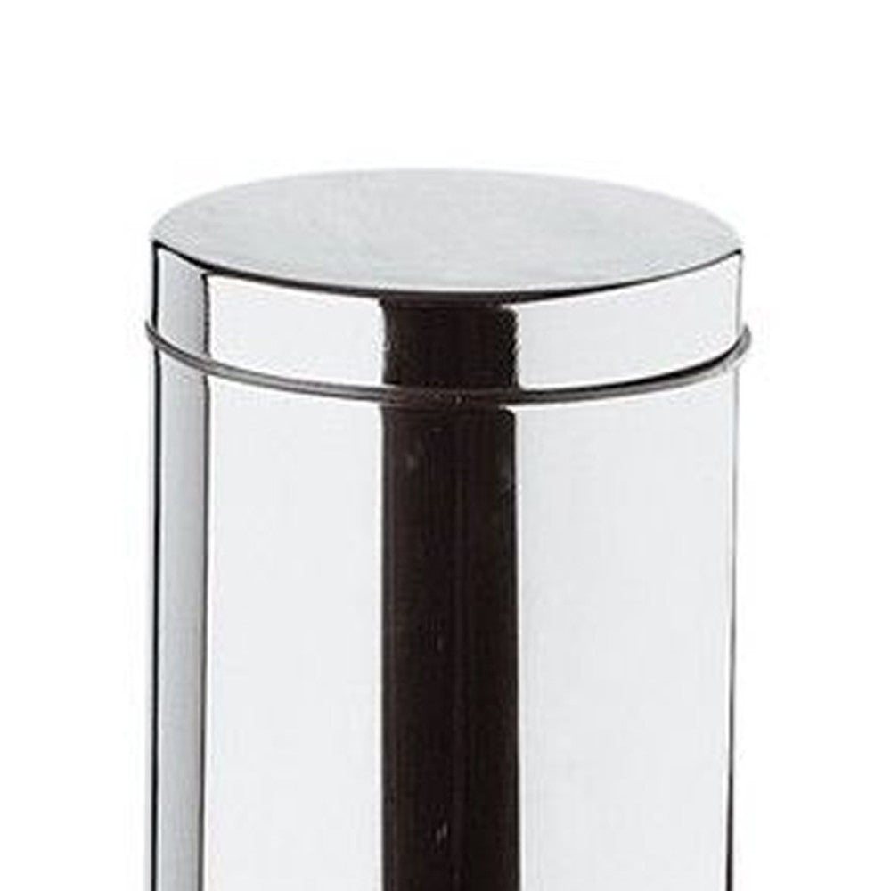 Pattumiera cilindrica 29 cm cromata con apertura a pedale