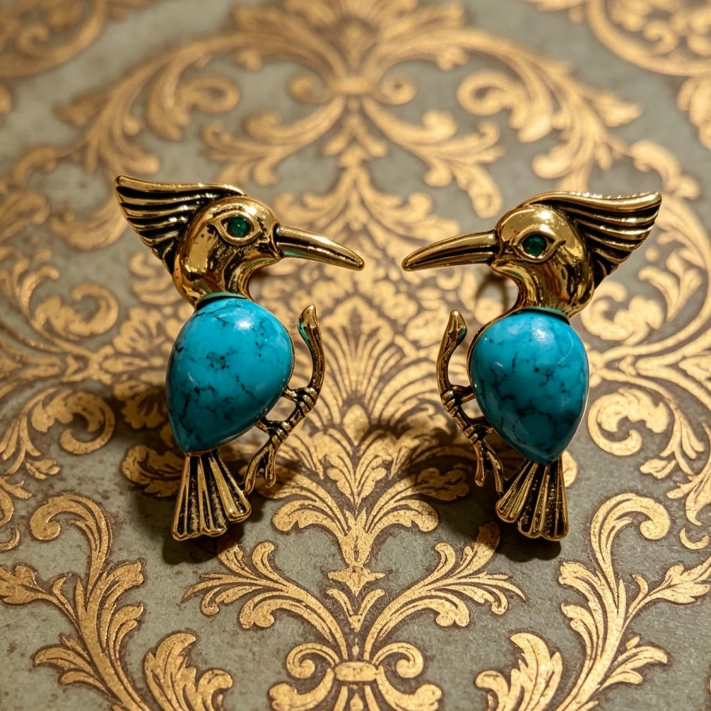 Orecchini a forma di uccellino blu, sofisticati ed eleganti, in stile europeo e americano.