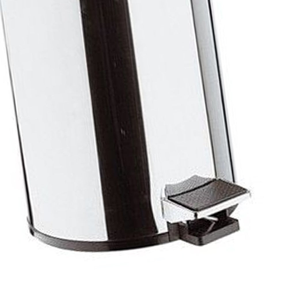 Pattumiera cilindrica 29 cm cromata con apertura a pedale