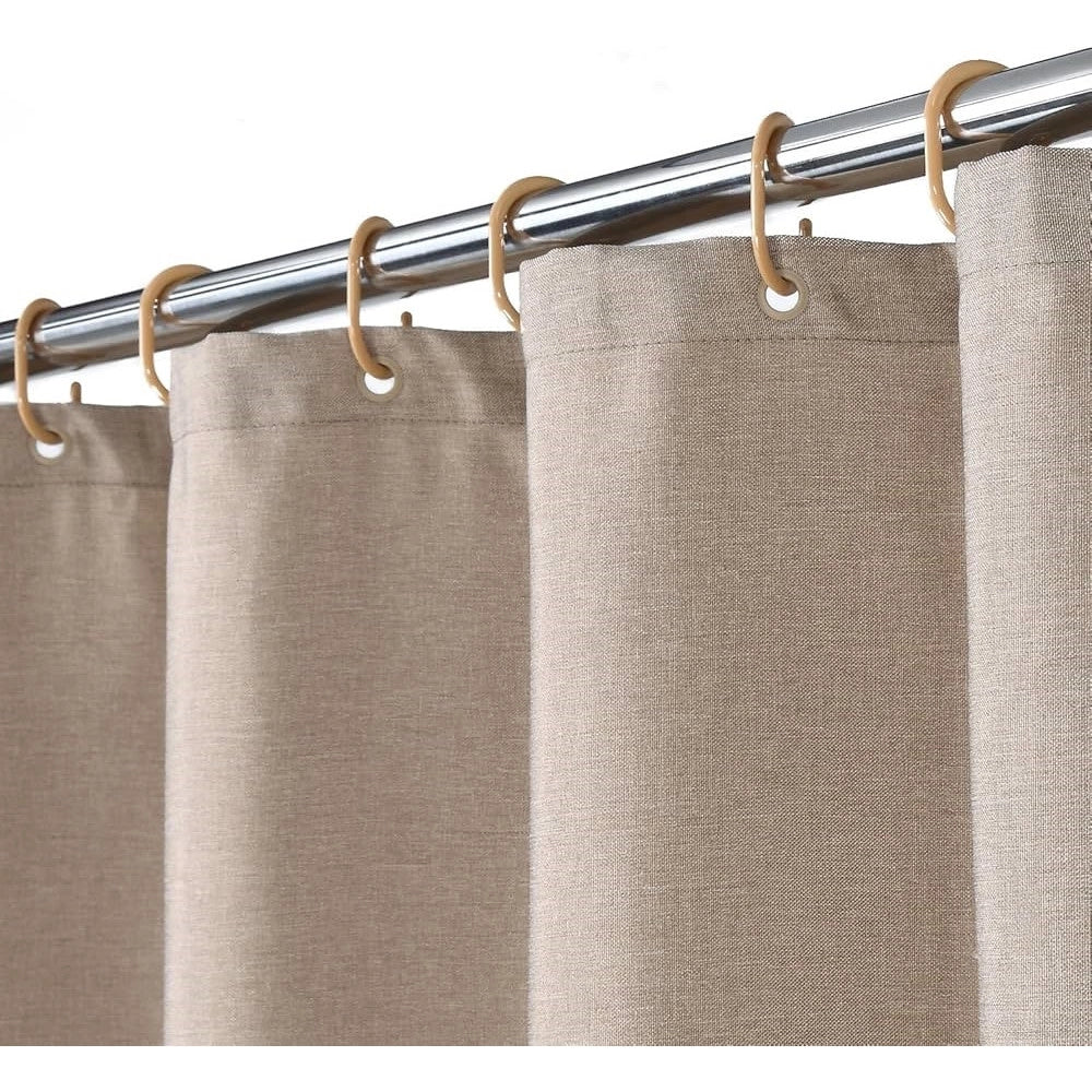 Trade Shop - Set 12 Pz Anelli Gancio Per Tenda Da Doccia Box Bagno In Plastica Pp Beige 87244 -