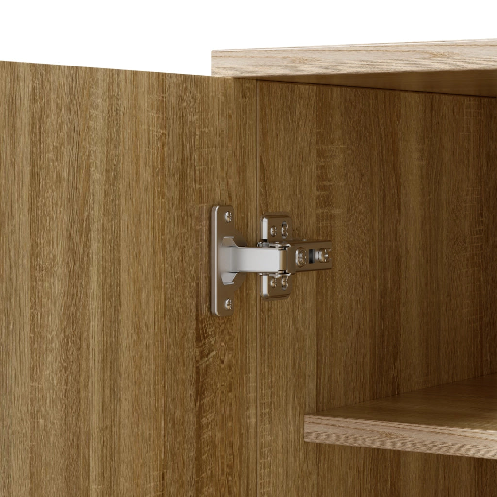 Mobile Scarpiera con 2 Ante e Ripiani; Gambe in Metallo Nero; Stile Moderno; Ingresso; in MDF; Naturale; 60×32×94 cm