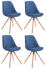Set di 4 sedie per visitatori Toulouse Fabric Round blu,natura