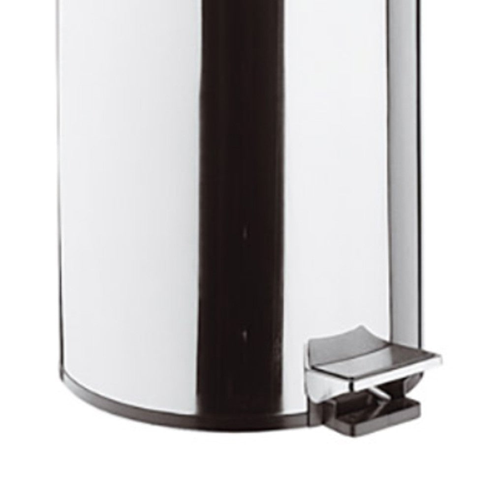 Pattumiera cilindrica 39cm cromata con apertura a pedale