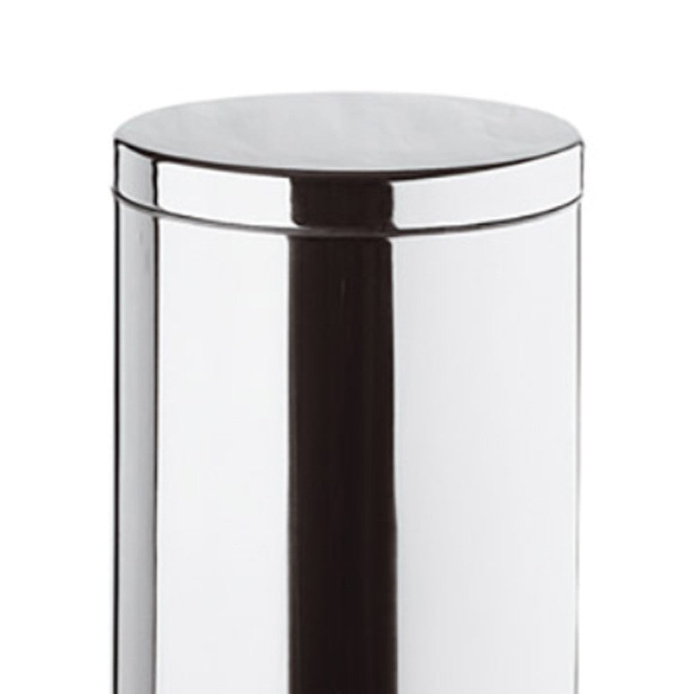 Pattumiera cilindrica 39cm cromata con apertura a pedale