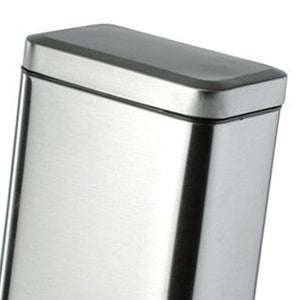 Pattumiera squadrata cromata con apertura a pedale