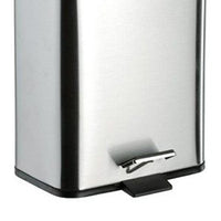 Pattumiera squadrata cromata con apertura a pedale