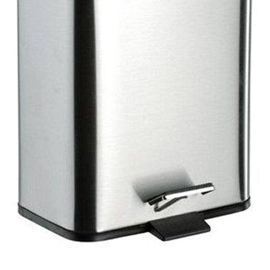 Pattumiera squadrata cromata con apertura a pedale