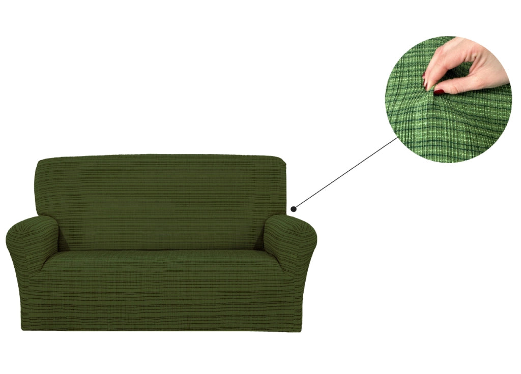 Copridivano Sofà Poltrona Elasticizzato Protezione Tessuto Jacquard Modello Fanny - 4 Posti - Verde
