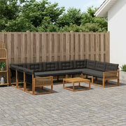 Set di divani da esterno con cuscino 10 pcs Naturale e Nero