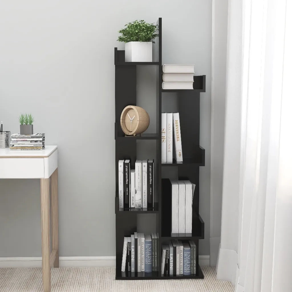 Libreria Nera 48x25,5x140 cm in Legno Multistrato 808910
