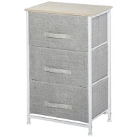 Comò Moderno con 3 Cassetti in Tessuto, Telaio in Acciaio e Truciolato, 45 x 30 x 71 cm, Grigio