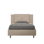 Letto imbottito 1 piazza e mezza 120x190 cm Appia - Similpelle,Tortora,Con rete