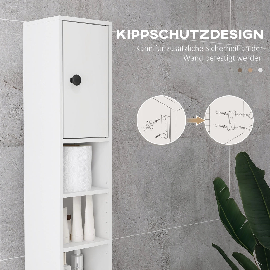 Armadietto da Bagno con 4 Ripiani e Cassetto ¨C Zephmum ¨C Bianco