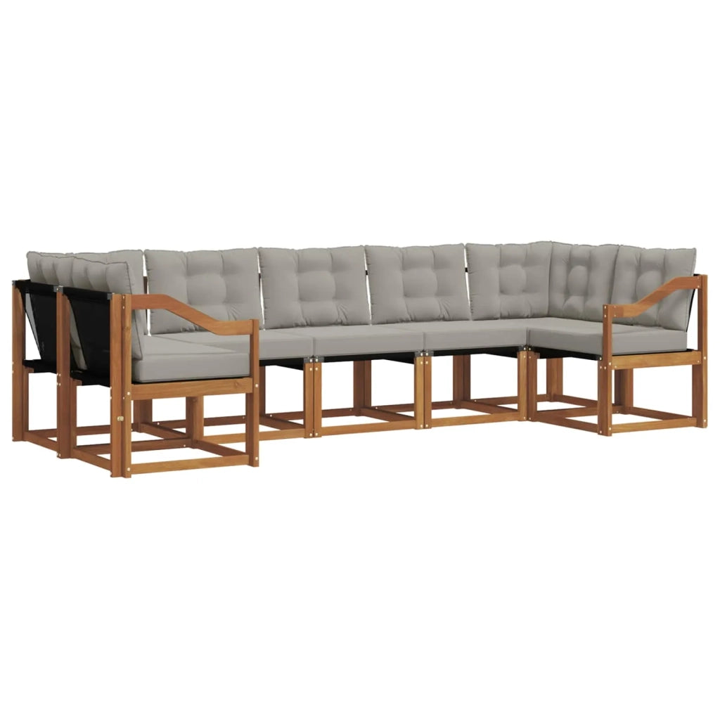 Set di divani da esterno 7 pcs Grigio Naturale e Chiaro 3369034