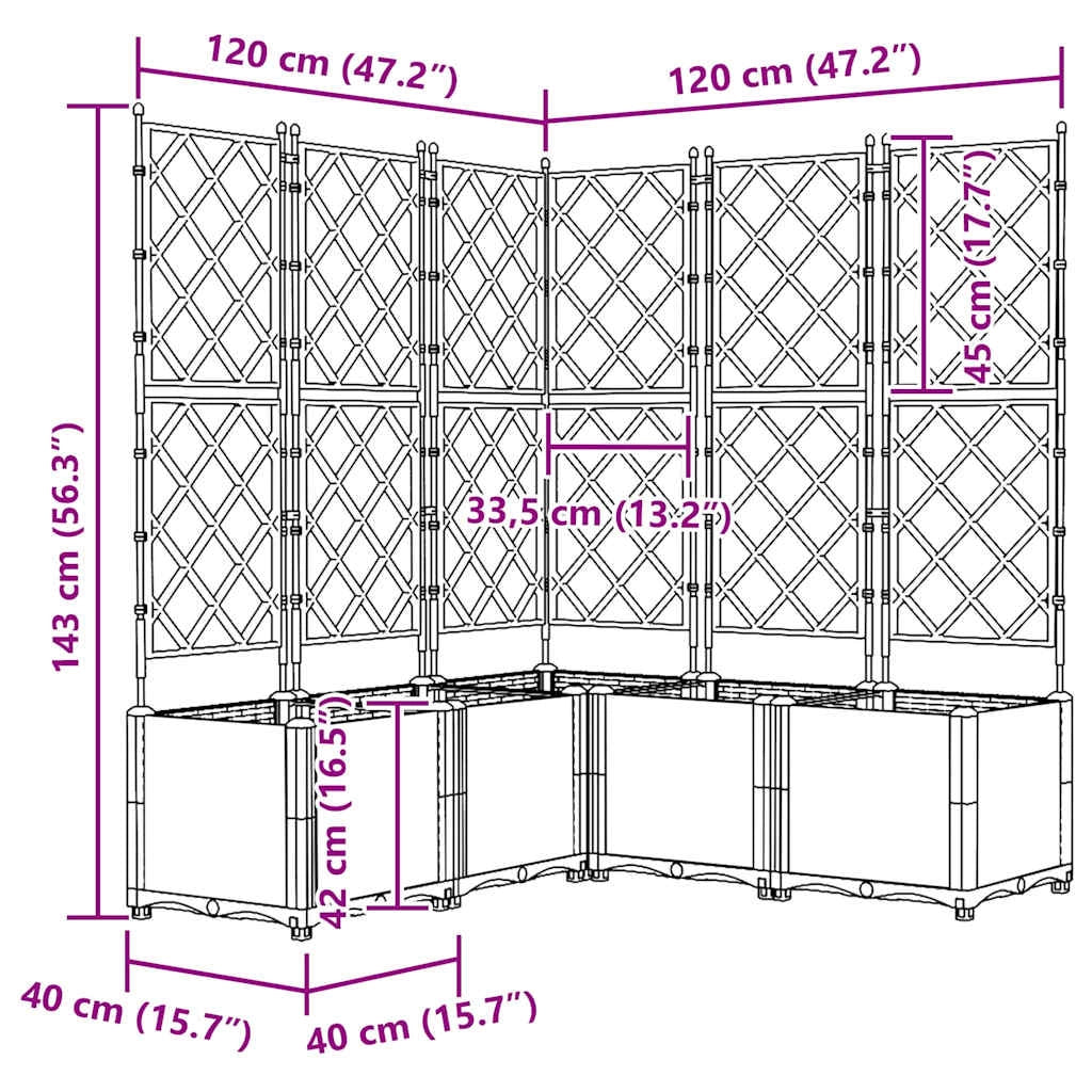 Set di 5 fioriere da giardino moderne 120 x 120 x 143 cm resistenti per uso esterno acciaio nero 02_0058541