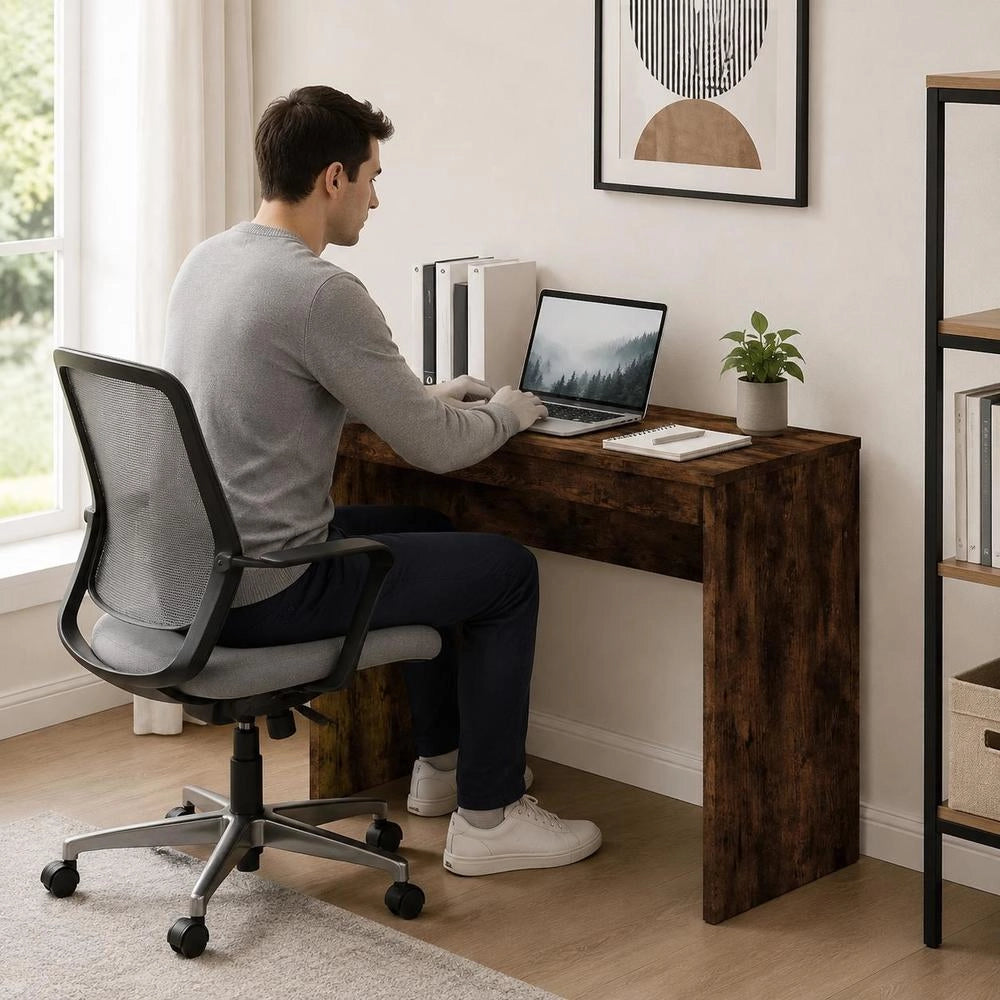 Desk Smoked Oak 90x40x72 Cm Wood Material