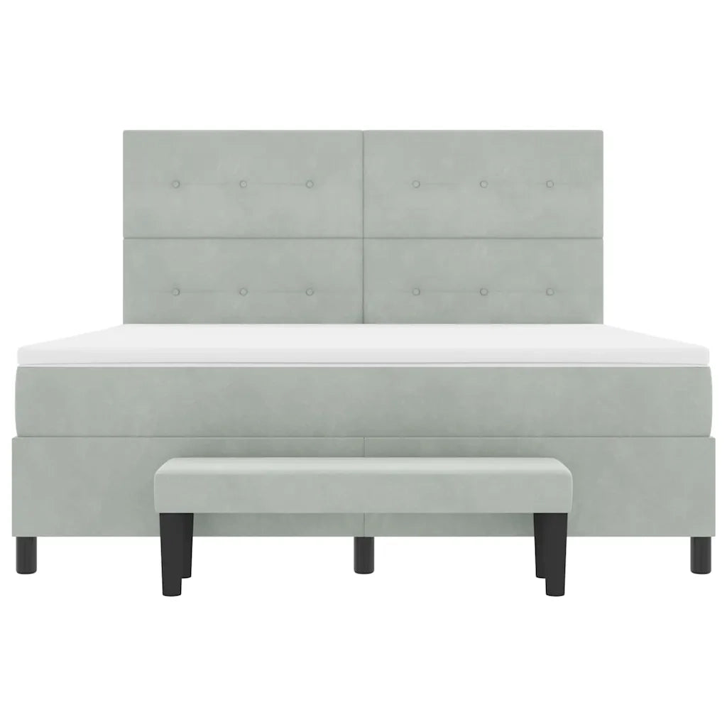 Letto a molle con testiera Grigio chiaro 200 x 180 cm Velluto 3344528