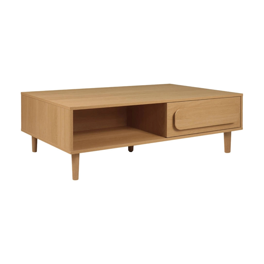 Tavolino basso vintage effetto legno 1 cassetto