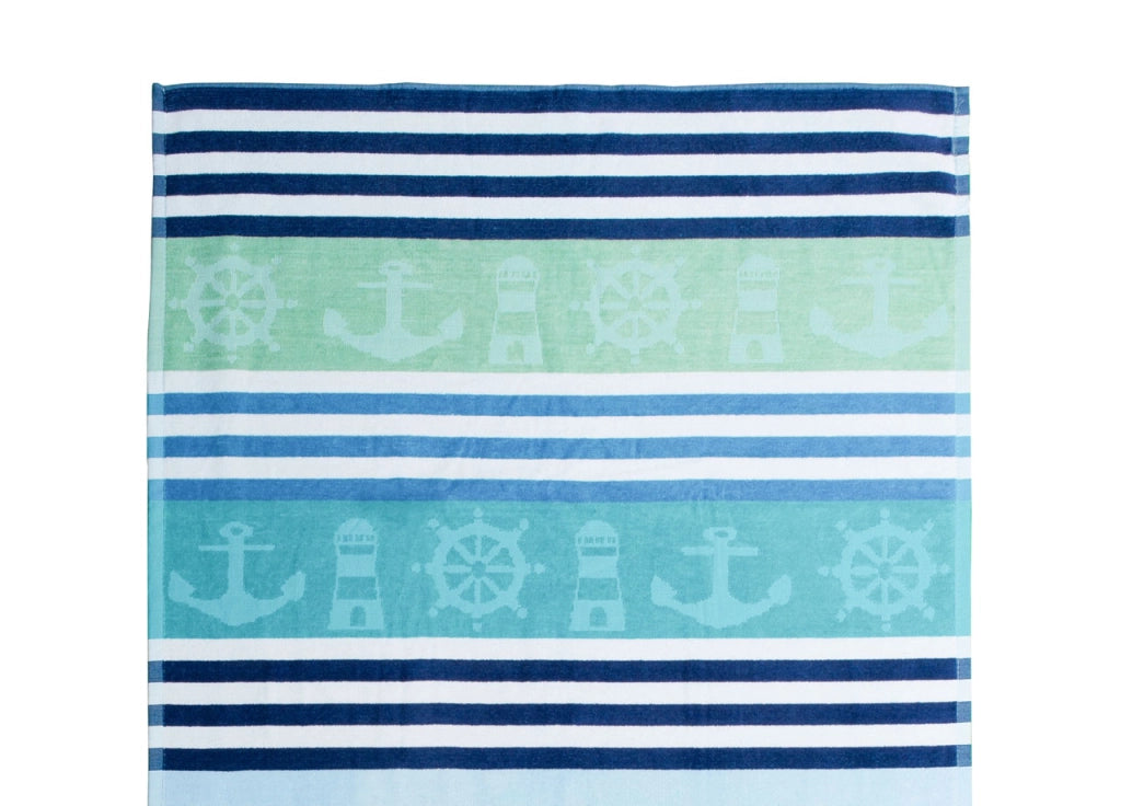 Telo Mare Jacquard Spugna Asciugamano Spiaggia Disegno Nautik