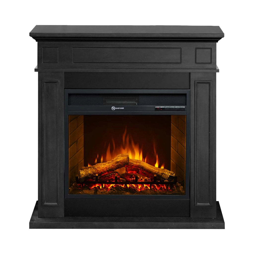 Caminetto Prevalle, Camino Elettrico Superficie Riscaldabile 30 m2, 89x28x90h cm Nero
