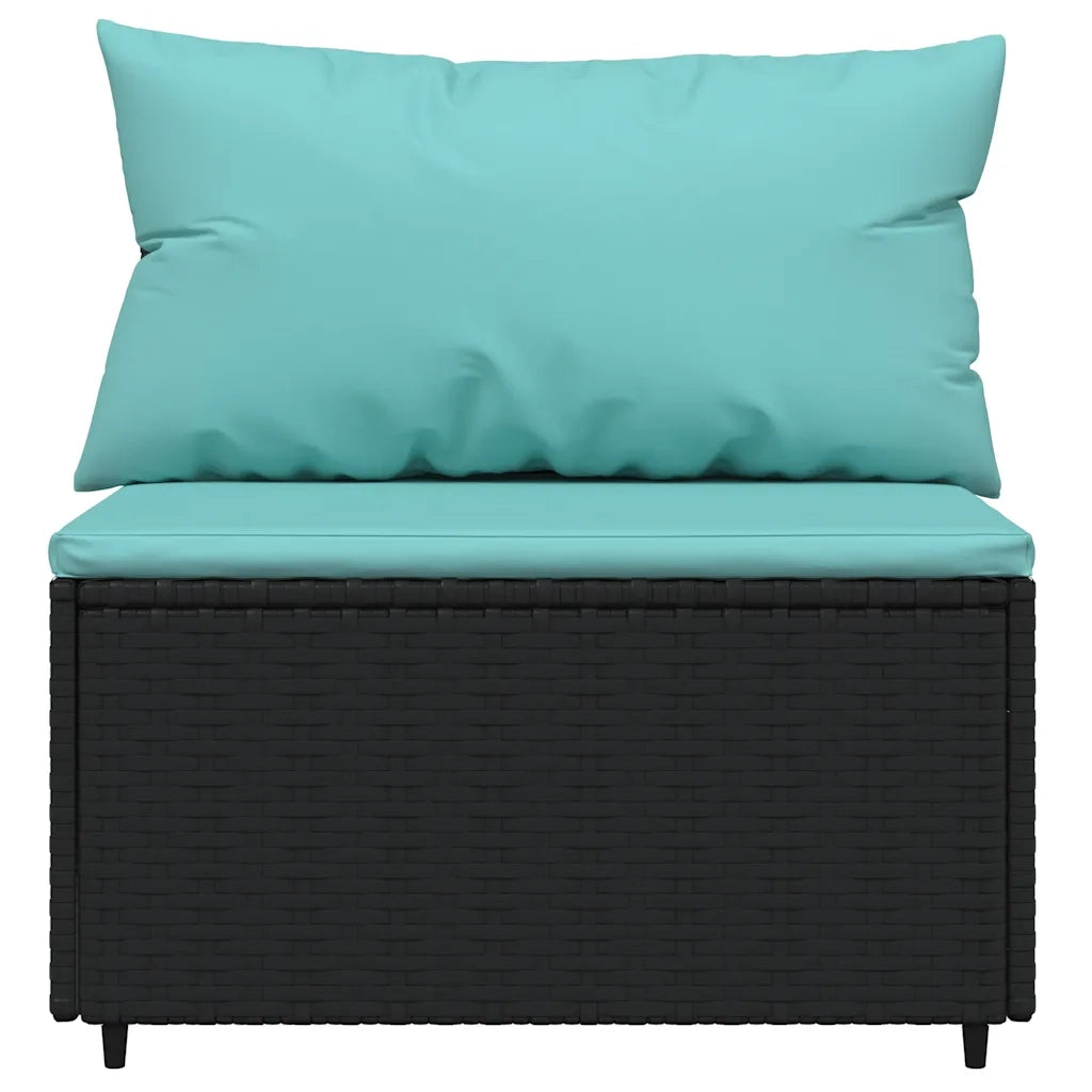 Set Divani da Giardino 3 pz con Cuscini Nero in Polyrattan 319796
