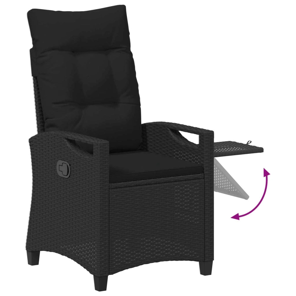 Sedia da Giardino | Sedie da Esterno reclinabile Nero 56 x 60 x 112 cm polyrattan