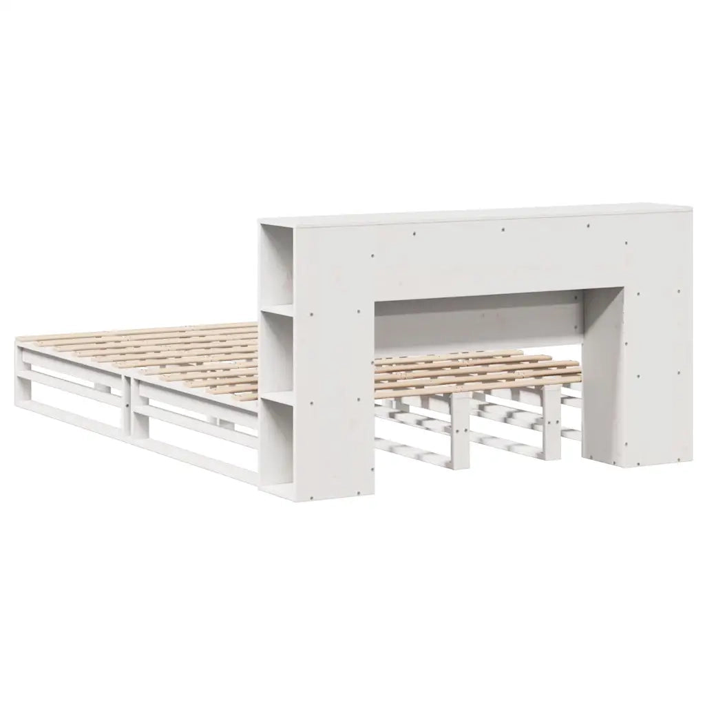 Letto Libreria senza Materasso Bianco 140x200 cm Legno Massello 3323876
