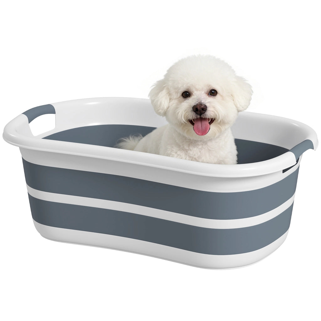 Vasca da Bagno per Cani Pieghevole ¨C Zephmum ¨C Grigio con Foro di Scarico