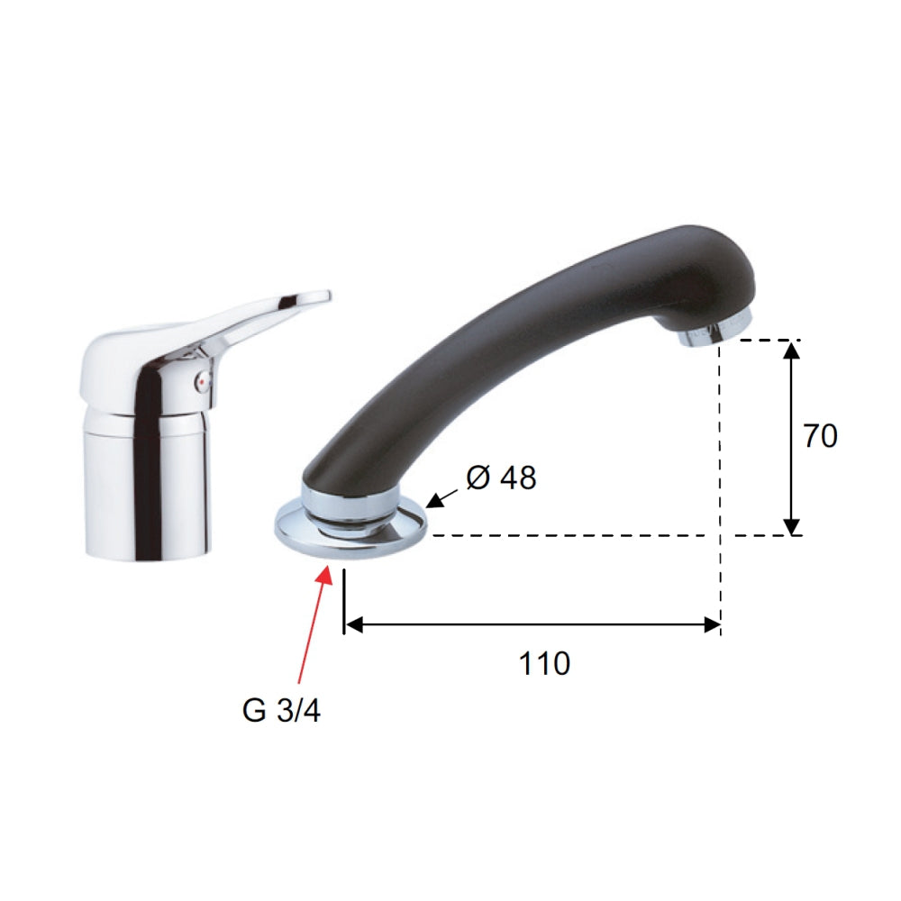 Mixer per acconciatore completo con doccia estraibile - serie kiss