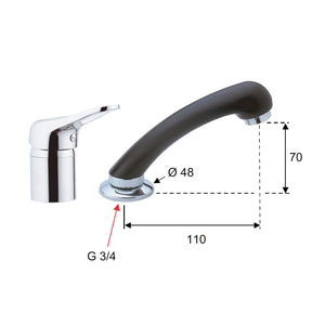Mixer per acconciatore completo con doccia estraibile - serie kiss