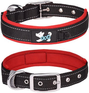 Corona dorata - Collare per cani confortevole - Riflettente - Pieno e regolabile - Rosso - Neoprene - Per cani grandi - XL