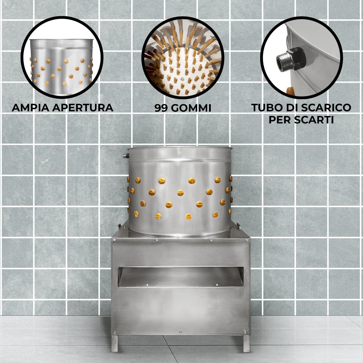 KuKoo Macchina Spiumatrice per pollame in acciaio inox – 50cm