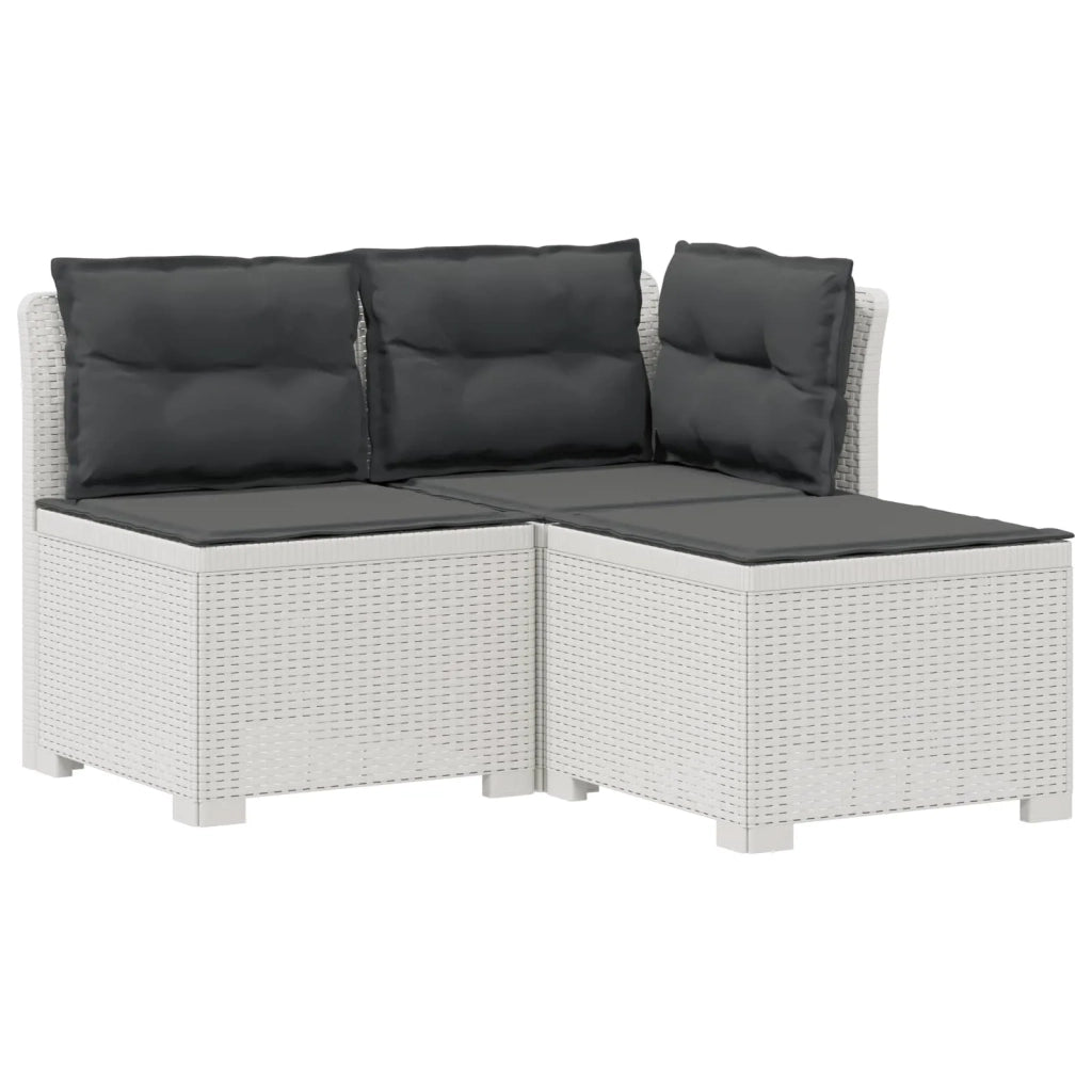 Divano da esterno-Divano da Giardino 3 posti con cuscini in look rattan PP Bianco 930745