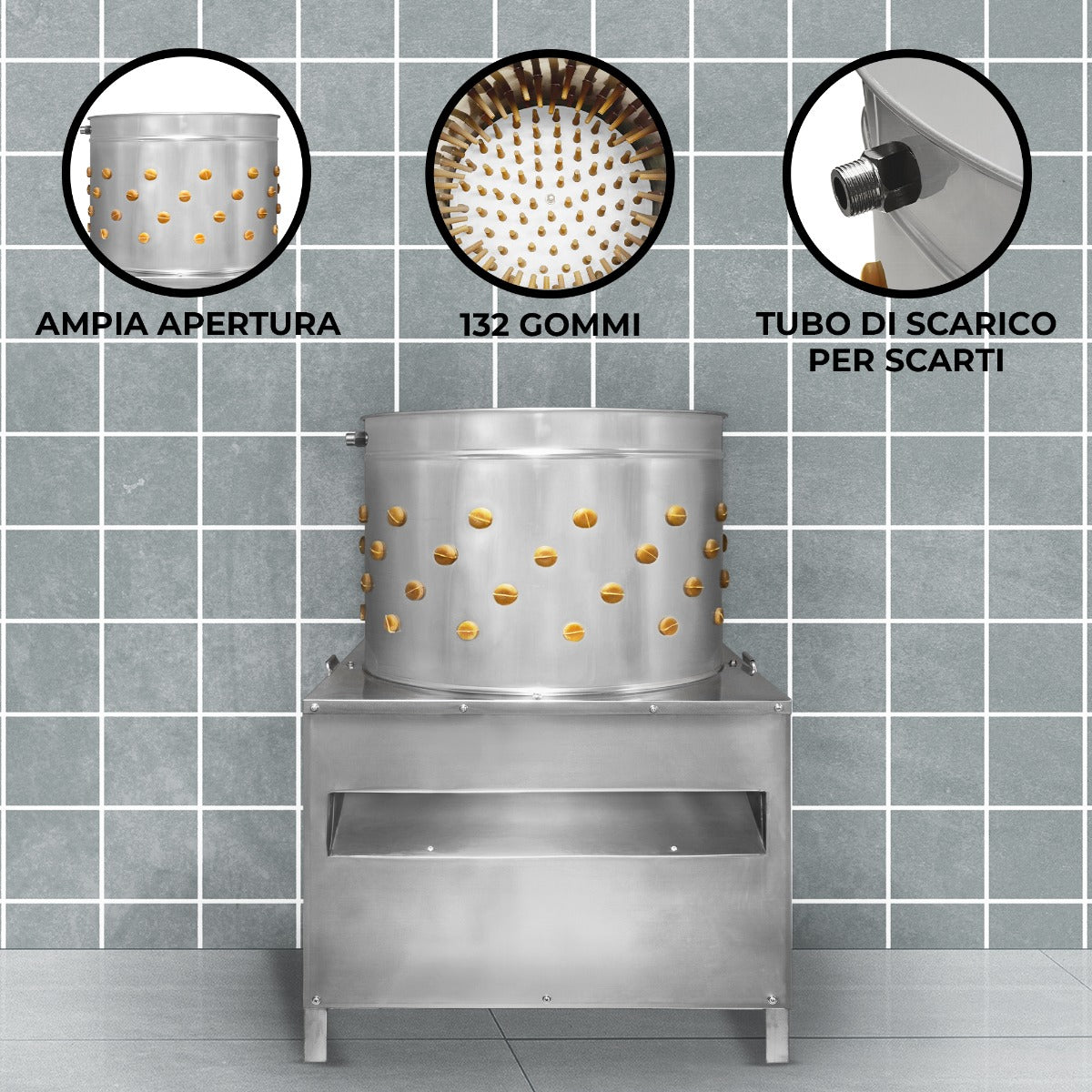 KuKoo Macchina Spiumatrice per pollame in acciaio inox – 60cm