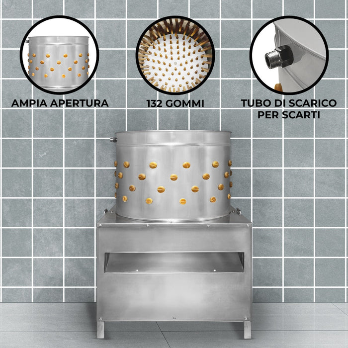 KuKoo Macchina Spiumatrice per pollame in acciaio inox – 60cm
