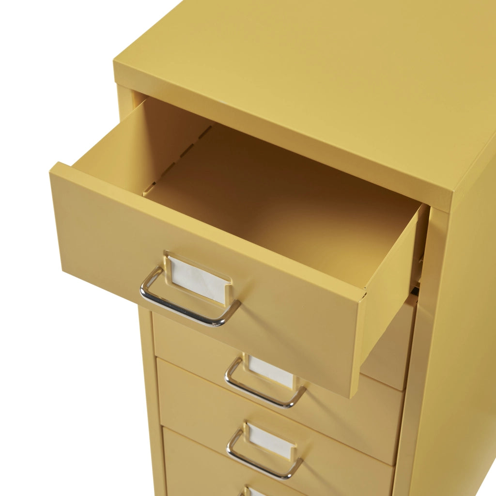 Cassettiera Kökar in Acciaio Mobile Archivio con 5 Cassetti e Rotelle - Giallo [en.casa]