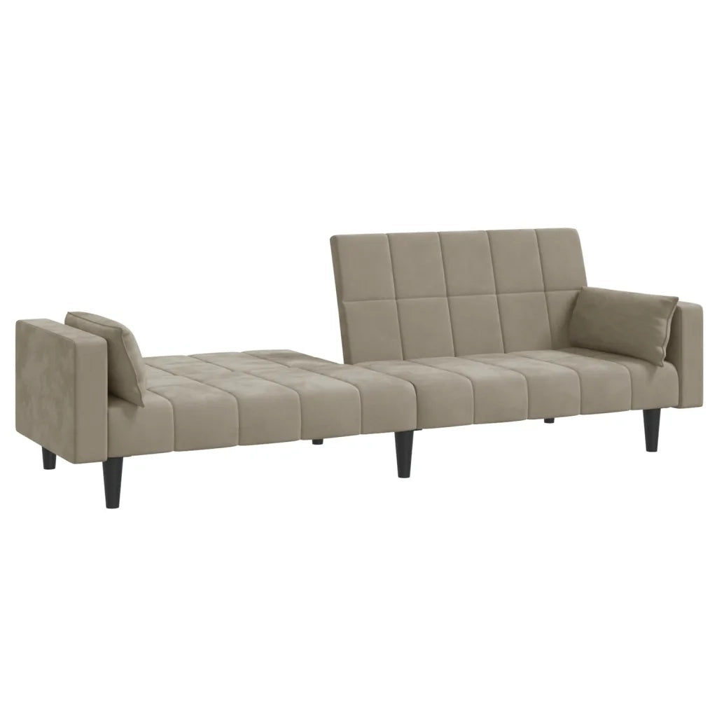 Divano Letto a 2 Posti con 2 Cuscini Grigio Chiaro in Velluto 375847