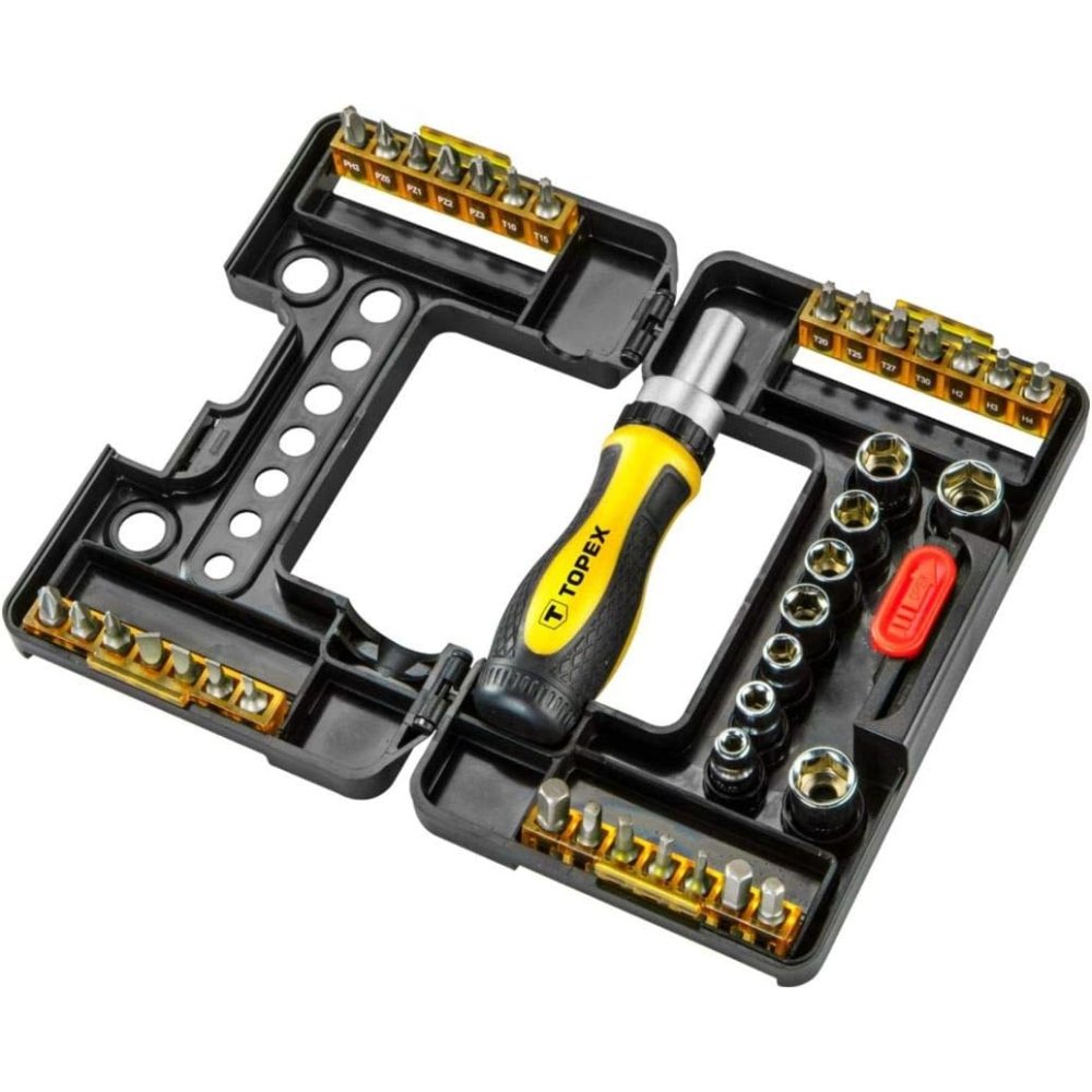 Topex 39d344 set inserti e busso sole con cricchetto 38 pezzi