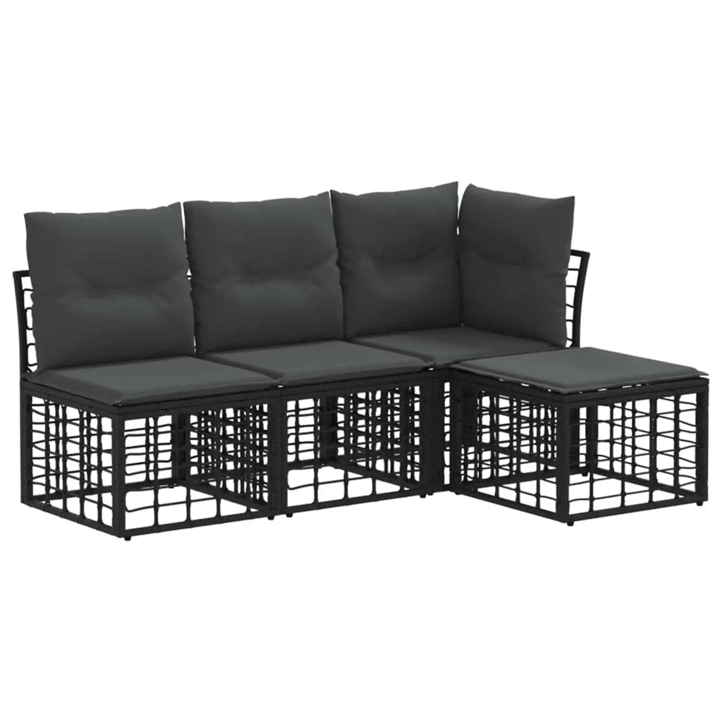 Set di divani da esterno Nero Poliestere 3437447